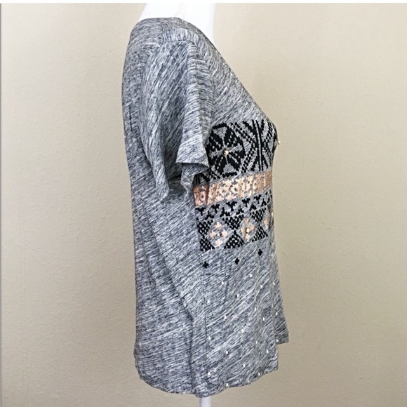 J. Crew Gray T-shirt with Small Stone Detail in Chest. - Picture 5 of 9